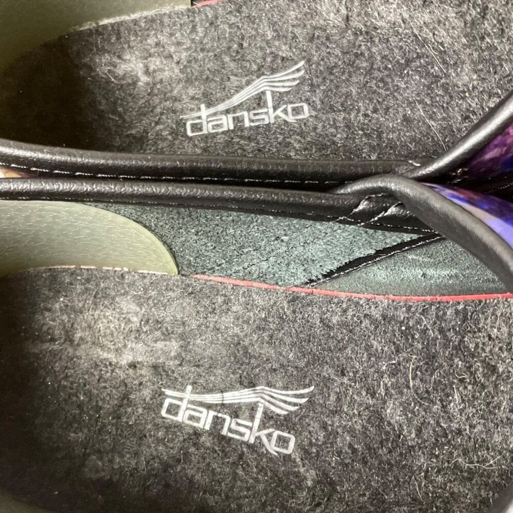 Dansko Purple Multi Abstract Pattern Clogs - Picture 6 of 11